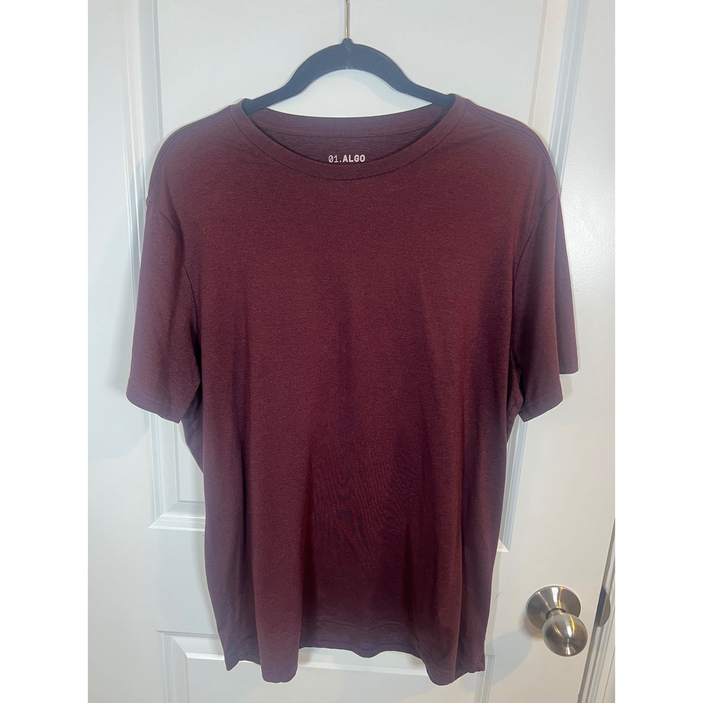 01.ALGO Mens T-Shirt Performance Quick Dry Moisture Wicking Burgundy Large